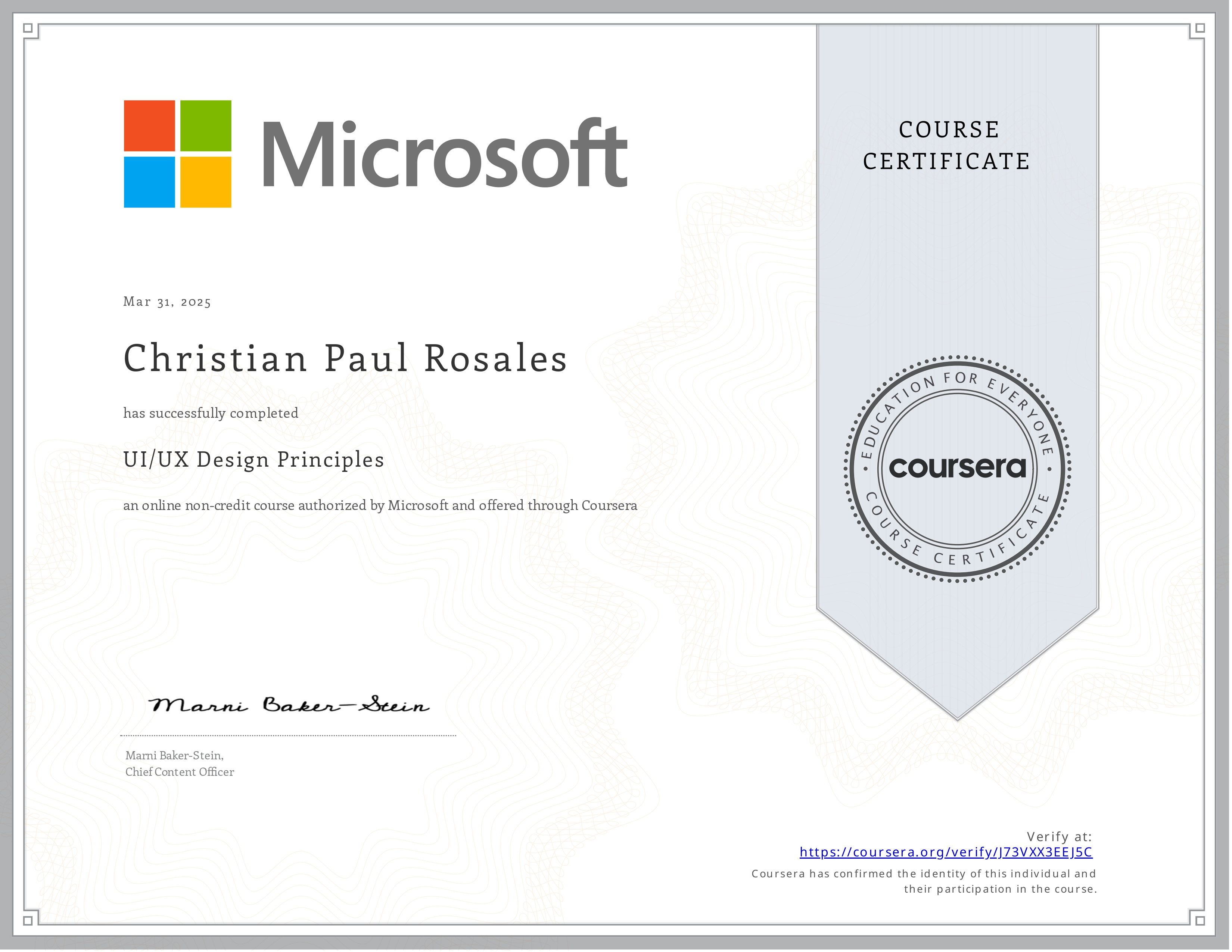 UI/UX Design Principles Certificate