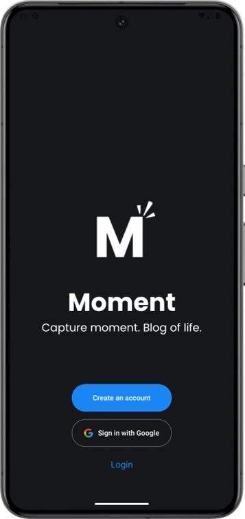 Moment - Screenshot of Christian Rosales' Moment project showcasing Kotlin, Room Database, CameraX, Firebase