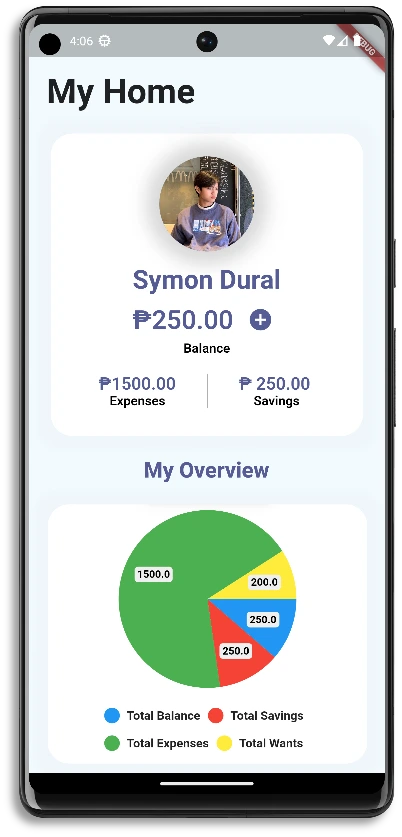 Thrifty Money - Screenshot of Christian Rosales' Thrifty Money project showcasing Flutter, Dart, SQLite, Cross Platform